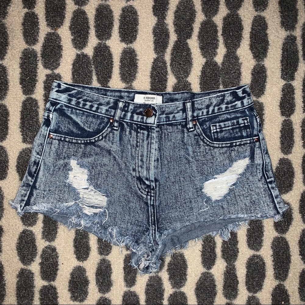 Acid-wash Jean shorts